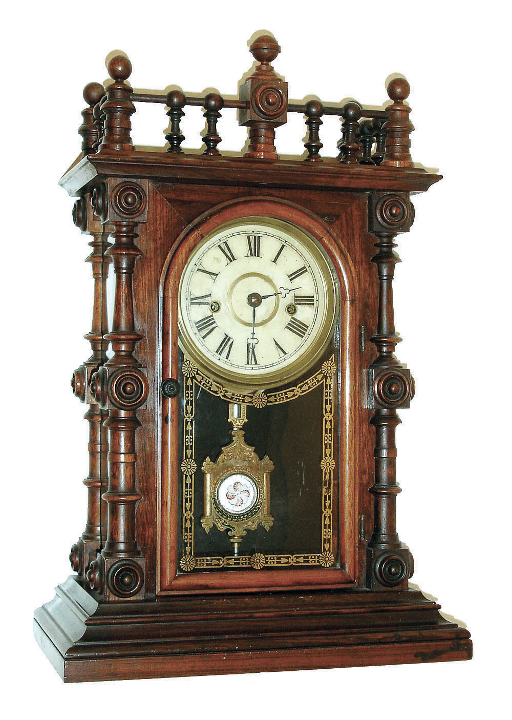 Welch, Spring &amp; Co., Forestville, Conn., "Gerster, V.P.", 8-day, time and strike,, rosewood mantel clock, c1880 — Antique Clocks Price Guide