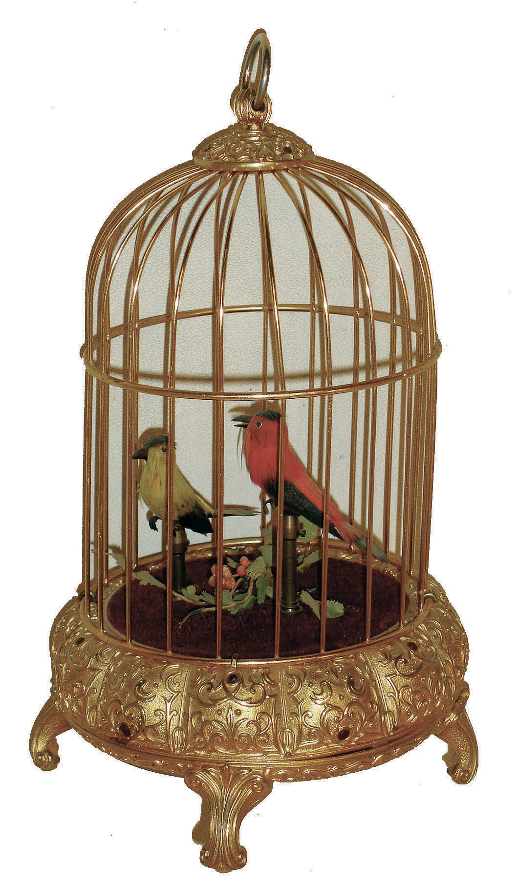 Elpa, West Germany, two singing whistling birds in brass cage, c1975 — Antique Clocks Price Guide