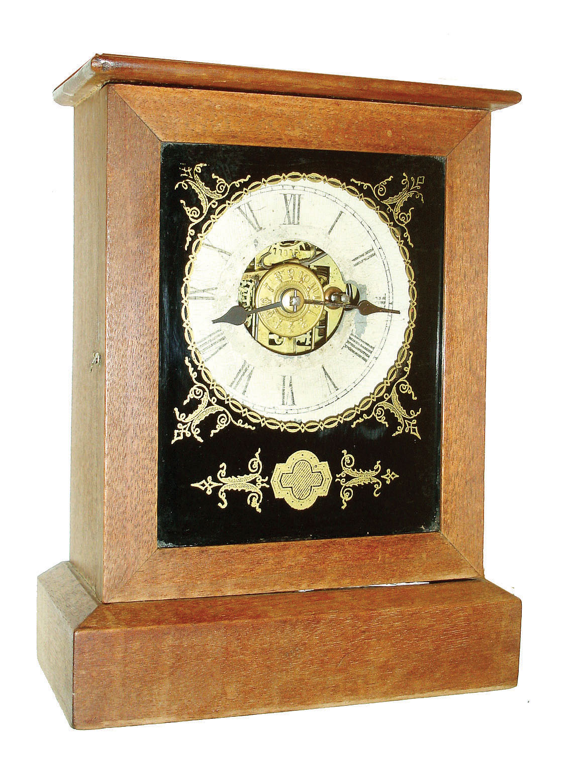 Clocks- 2 (Two): (1) Sessions Clock Co., Forestville, "1606" model, 8 days, time and strike, mantel clock, c1920. (2) Unknown maker, 30 hours, time &amp; alarm cottage timepiece, c1870. — Antique Clocks Price Guide