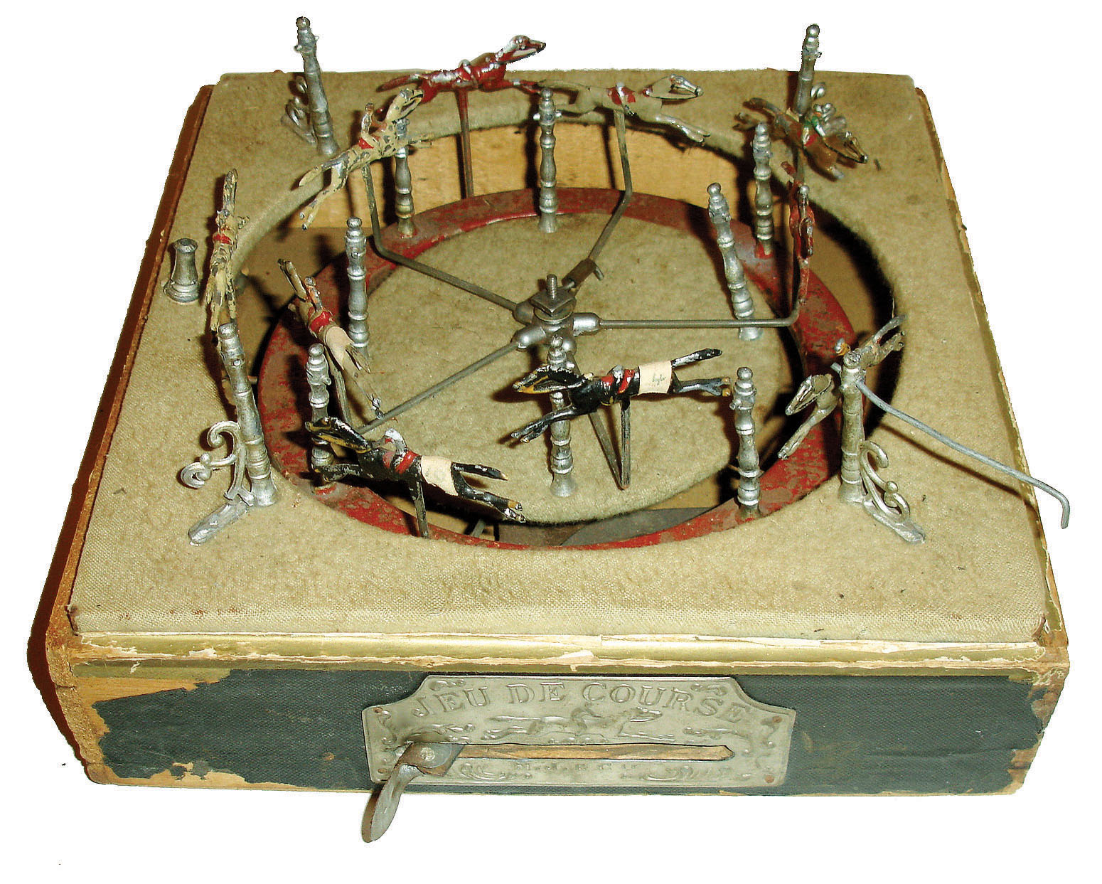 "Jeu de Course" French antique horse race mechanical toy, c1900 — Antique Clocks Price Guide
