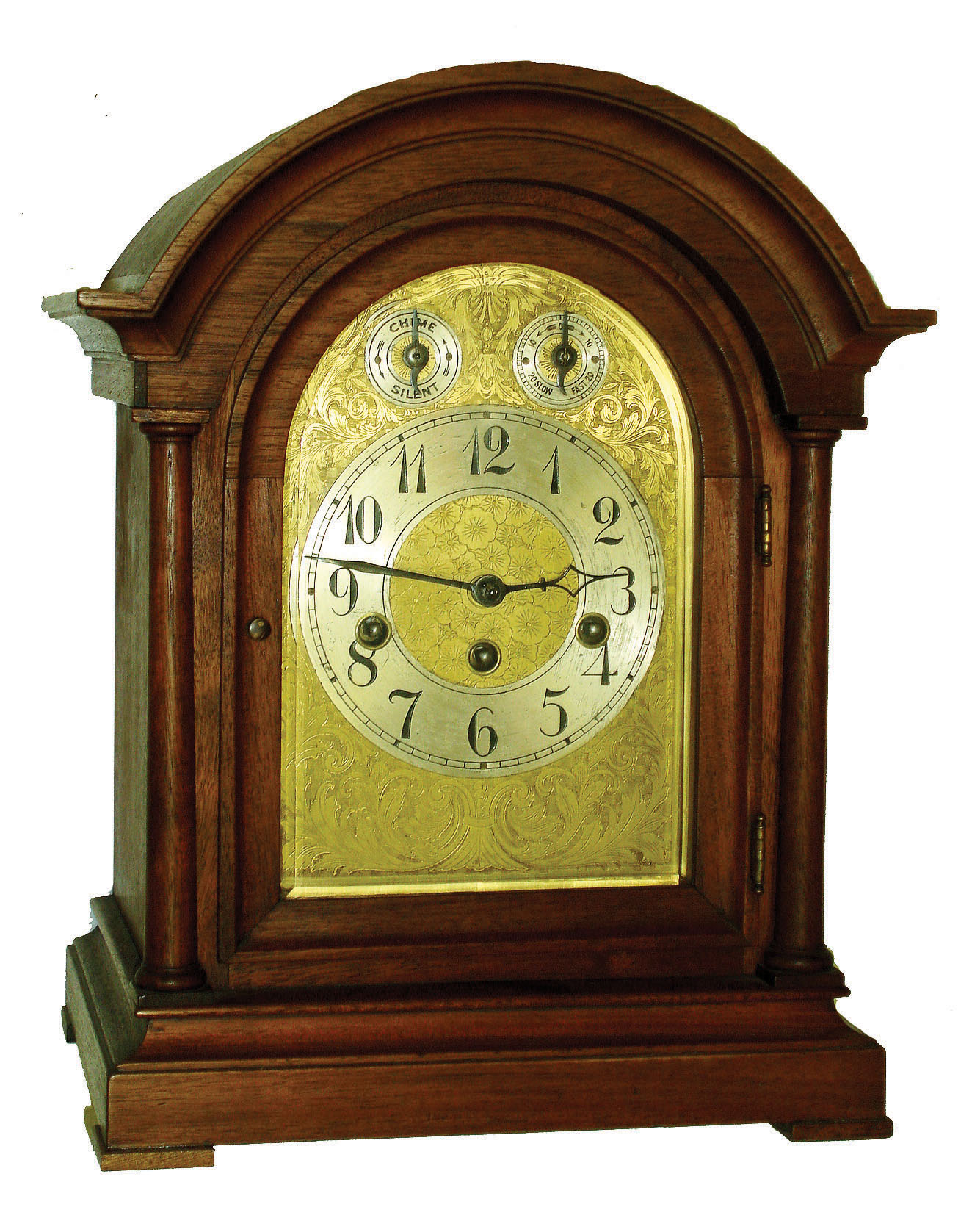Junghans, Germany, 8 day three-train Westminster chime in round top mahogany bracket case, c1900 — Antique Clocks Price Guide