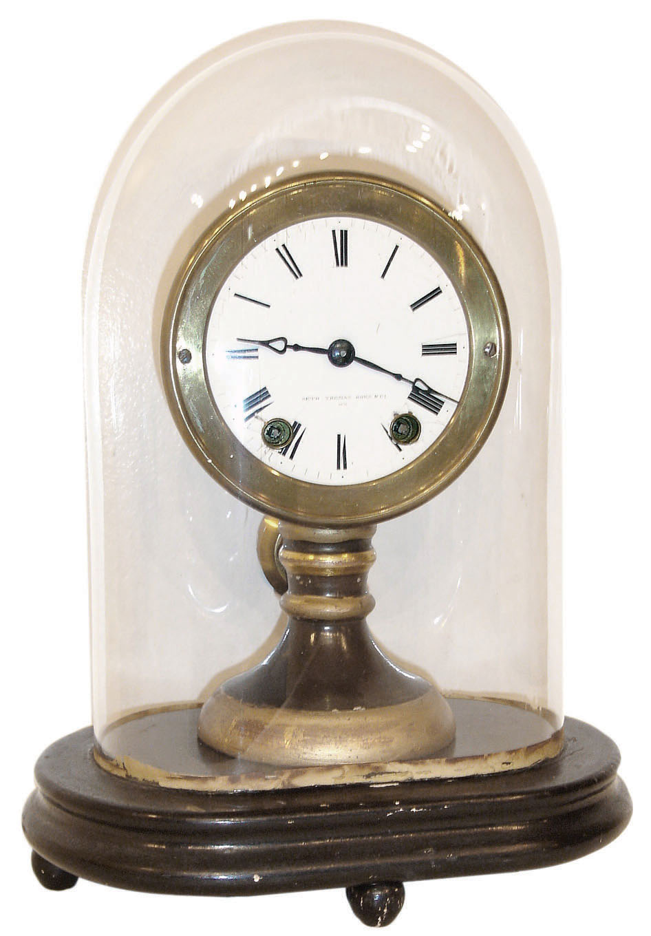 Seth Thomas' Sons &amp; Co., New York, NY. "5001" model candlestick clock with dome. The movement is a 15 day found French-style spring driven time and strike, movement on a French style bell. c. 1875. — Antique Clocks Price Guide