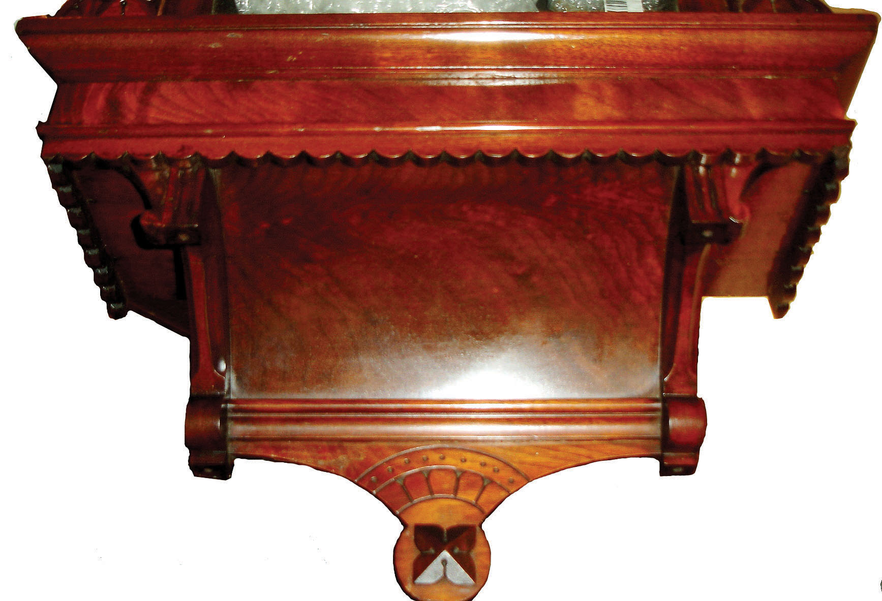 Welch, Spring &amp; Company, Forestville, Conn., "Regulator No. 8" wall clock, 8 days, time only, two brass weight driven movement with center sweep seconds in a black walnut case with burled highlights and elements and white enamel dial, c1885 — Antique Clocks Price Guide