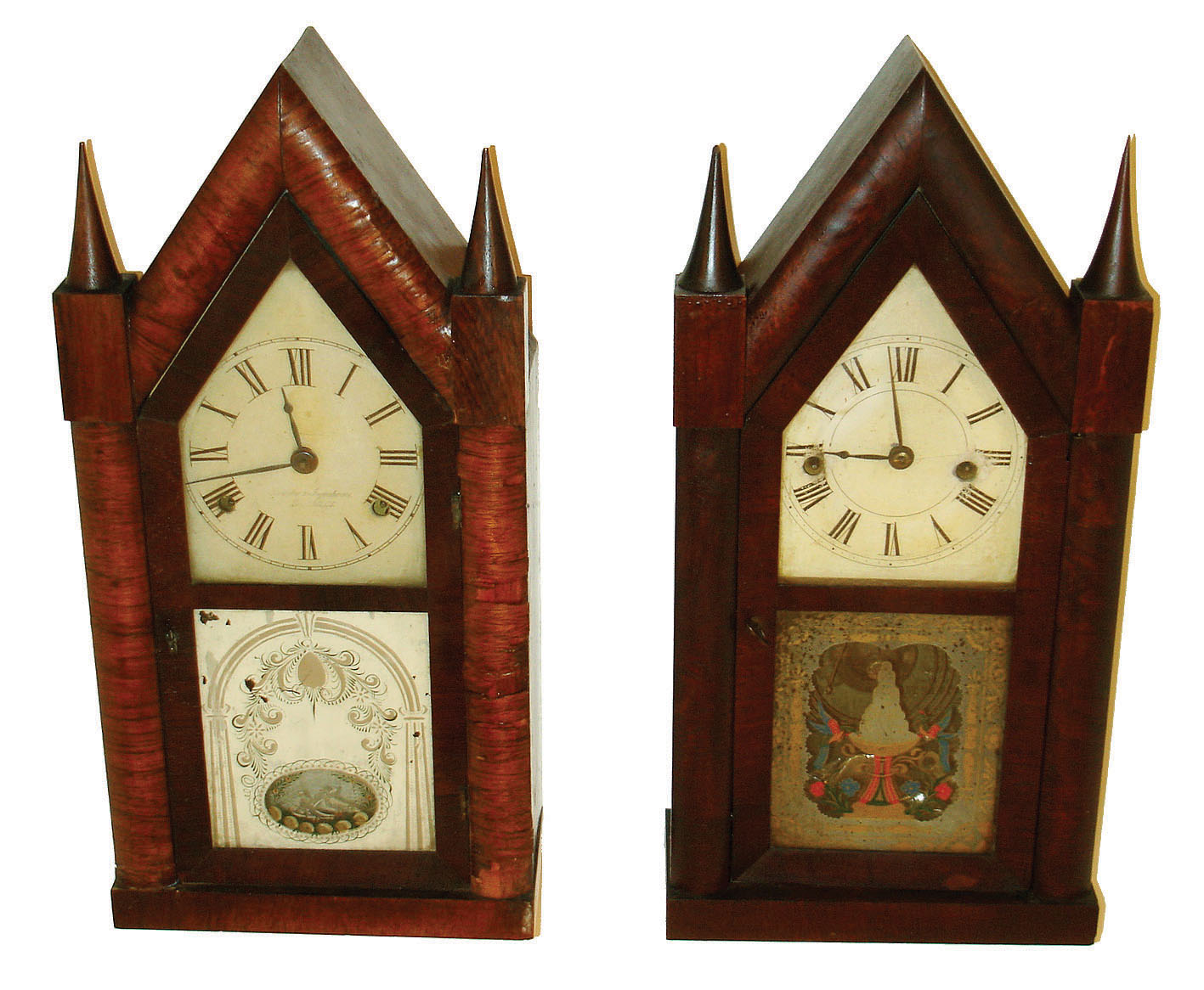 Clocks- 2 (Two) steeple clocks. (1)Terry &amp; Andrews, Bristol, Conn., 30 hours, time and strike steeple clock. (2)Brewster &amp; Ingrahams, Bristol, Conn., 30 hours, time and strike fusee movement steeple clock. — Antique Clocks Price Guide