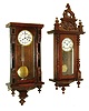 Clocks- 4 (Four) - three German wall 8 days, time and strike, spring driven wall clocks R/A style, late 19th/early 20th century and one modern Asian reproduction.