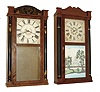 Clocks- 3 (Three) Connecticut stenciled column & splat wood movement shelf clocks: (1) Salem Holman, Hartford, Conn., 30 hours, time and strike,; (2) Chauncey Boardman, Bristol, Conn., 30 hours, time and strike,, wood movement shelf clock; (3) Seth Thomas, Plymouth, Conn., 30 hours, time and strike,, all c1830s.