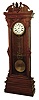 New Haven Clock Co., New Haven, Conn., "Regulator No. 4" standing jeweler's regulator, 8 days, time only, weight driven Swiss-made movement with pinwheel escapement in a walnut case with burled highlights and white enamel dial, c1887
