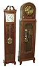 Clocks- 2 (Two) Tall Clocks: an E. Ingraham Co., Bristol, Conn., grandmother clock, time and strike, spring driven movement, c1930; and a German 8 days, time and bim bam strike, weight driven movement in an oak case, c1920