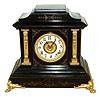 Ansonia Clock Co., New York, "Rome" black enameled iron 8 days, time and strike, mantel clock, c1883