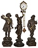 Clocks and Clock Accessories- 3 (Three) Ansonia Clock Co., New York, "Juno" model 8 day swinger timepiece, bronze finish, with pair of Don Juan and Don Cesar cast figures included, c1890.