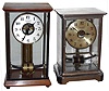 Clocks- 2 (Two): Bulle, French made electromechanical mantel clocks: one nickel plate; one wood top and base; early 20th century.