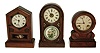 Clocks- 3 (Three) Connecticut shelf: (1) E. Ingraham & Co., Bristol "Grecian" 8 days, time and strike,,; c1870. (2) Jerome & Co., New Haven, 8 days, time and strike, c1880. (3) Seth Thomas Clock Co., Thomaston, "Chicago" 8 day time, strike & alarm, c1880.