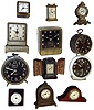 Clocks- 12 (Twelve) alarm and novelty: two Westclox Big Bens; three Ansonia cast-metal novelties, one with leather case; Ansonia "Radium" alarm; Ansonia "Square Pirate" alarm; Ansonia "Square Spark"; Ansonia "Square Simplex" alarm; Ansonia 8 day timepiece in wood block; Ansonia miniature carriage timepiece; and Ansonia miniature tambour timepiece; early 20th century