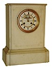 French alabaster 8 days, time and strike, mantel clock, visible escapement, c1890