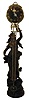 France, large mysterious ball Swing Clock, the clock and grid 'pendulum' arm held aloft by the outstretched arm of "Autumn", statue bearing the signature of Aug. Moreau, c1890
