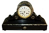 France, Henry Marc, Paris [signed on dial and rear of movement] marble tambour clock, nice smaller size, black with white-black variegated accents, c1900