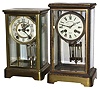 Clocks- 2 (Two) Crystal regulators 8 days, time and strike,,: Ansonia with visible escapement, c1910; French, Japy Freres, for Bigelow Kennard & Co., Boston; c1900