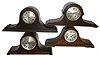 Clocks- 7 (Seven) Tambour 8 day wooden mantel: New Haven 3-train; two Plymouth 2-trains; Bulova German 3-train; Seth Thomas 2-train round movement; Waterbury 2-train; Seth Thomas 2-train; 20th century