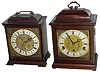 Clocks- 2 (Two) Bracket mahogany 8 day 3-train chiming, F.W. Elliott, Croyden (U.K.) 7 jewel dual chime dated 1953; Junghans mid-20th century German with pendulum