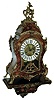 Clocks- 2 (Two): Lauris ornate inlaid-wood reproduction Louis XIV bracket clock with matching wall bracket, German 151-070 two-bell movement made in 1982