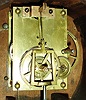 Harvard Clock Co., Boston, Mass., 8 days, patent or banjo timepiece. Movement stamped #226 on pendulum support bridge and on the bottom of the front plate, c1882