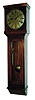 John Walker, Cornhill & 230 Regent St, London, England, tavern wall clock, 8 day time only, weight driven robust movement in a mahogany veneer case with glazed door and silvered metal dial, c1790