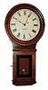 E. Howard & Co., Boston, Mass., "No. 70 Regulator" wall clock, 8 days, time only, weight driven movement in a cherry case with painted metal dial and reverse painted tablet, c1910