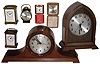 Clocks- 7 (Seven): two Hammond plug-in electrics; two leather-case travel clocks, one by Bucherer; two French time-only brass and glass carriage clocks; Swiza brass alarm clock; 20th century