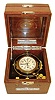 Hamilton Watch Co., Lancaster, Penn., model 22 chronometer with wind indicator, 35 size, 21 jewels, stem wind, pin/stem set, adjusted to 6 positions and temperature, straight line damascened nickel plate movement, with lever escapement and micrometric regulator, movement marked "U.S. Navy Bu. Ships - 1942", Arabic numeral metal dial and black steel, spade and poker hands, in a gimbaled bowl, contained in a mahogany box with name plate on front, serial #2F5655, c1942.