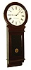 Boston Clock Co., Boston, Mass., "Pendulum No. 1" wall clock, 8 day time only, weight driven movement in a mahogany case with painted metal dial and reverse painted lower tablet, c1890