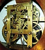Ithaca Calendar Clock Co., Ithaca, NY, "No. 5", 8 days, time and strike spring brass movement double dial calendar clock, c1879