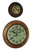 Clocks- 2 (Two) Conn., wall: (1) Waterbury Clock Co., Waterbury, Conn., "Alpha", 8 day spring, pendulum gallery timepiece, c1915 (2) Ansonia Clock Co., New York, "Cable", 8 days, lever movement wall timepiece, c1904
