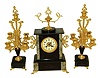 French black marble and gilt bronze 8 days, time and strike, mantel clock and pair of candelabra c1890