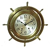 Seth Thomas Clock Co., Thomaston, Conn., "Ship's Wheel" brass 6 inch dial screw bezel ship's bells 8 day wall clock, dated 1941
