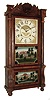 Birge, Mallory & Co., Bristol, CT 8 days, time and strike, weight driven double-decker carved splat shelf clock with strap brass movement, c1840.