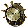 Chelsea Clock Co., Boston, Mass, "Vanderbilt" ship's bell 8 day swivel desk clock in bronze finish with yellow brass handles, 3 3/4" dial, #581925, c1952.