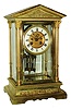 French large 8 days, time and strike, brass and beveled glass crystal regulator, visible escapement, Marti movement also stamped Tiffany & Compy., c1900