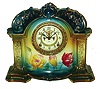 Ansonia Clock Co., New York, "La Orb" Royal Bonn porcelain case 8 days, time and strike, mantel clock, c1904