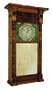 Asa Munger, Auburn, New York, 8 days, time and strike, weight brass movement "Ironing Board" top Empire mirror clock, c1830