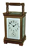 French, for Shreve Crump & Low, Boston, "Anglaise" style 8 day time, strike & alarm brass and beveled glass carriage clock, c1900
