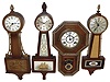 Clocks- 4 (Four) wood wall clocks: "Hatan" Japanese time and strike 8 day school clock; Sessions banjo (converted to quartz); Herschede small time only, banjo; General Electric "Mount Vernon" plug-in banjo; 20th century