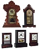 Clocks- 5 (Five): (1) Ansonia Brass & Copper Co., Ansonia, Conn., 30-hour, time, strike & alarm cottage clock, c1875. (2) Ansonia Clock Co., New York, "Atlas" 8 days, time, strike & alarm mantel clock, c1883. (3) Seth Thomas, Thomaston 30 hours, time and strike, & alarm cottage clock, c1875. (4) E. Ingraham & Co., "Aurora" 8 days, time and strike, from the "Star Line" series, c1915 (5) Ansonia Clock Co., 30 hours, time only, "Cottage" model, c1880.