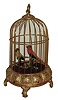 Elpa, West Germany, two singing whistling birds in brass cage, c1975