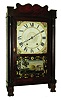 Seth Thomas Clock Co., Plymouth Hollow, Conn., 30-hour, time and strike, weight driven wood movement stenciled half column & splat shelf clock with carved paw feet, c1830
