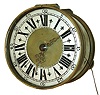 Germany, table clock, cylindrical brass case with molded top and base, and resting on three turned feet, brass 30 hours, time and strike, fusee movement with verge escapement, striking the hours and repeating on demand, the balance cock with symmetrical piercing and with engraved birds heads, Roman numeral silvered dial with Arabic outer five minute markers, pierced, gilt brass hands, c1760