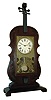 Reproduction Seth Thomas Violin Clock with 8 day spring driven lyre time and strike, movement in a nicely crafted late 20th century walnut case. The movement, damascened pendulum bob and cathedral gong are original 1880's Seth Thomas parts.