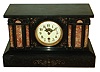 Boston Clock Co., Boston, Mass., black marble 8 days, time and strike, tandem-wind mantel clock, c1895
