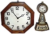 Clocks- 4 (Four) Connecticut 8 day wall clocks: N. Pomeroy time and strike with turned columns; New Haven "Winham" Deco style small banjo; Ansonia oak octagon time only; and Seth Thomas oak Deco-style time-only; late 19th and early 20th centuries