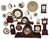 Clocks & NAWCC Memorabilia: GE plug-in chiming tambour, Seth Thomas 4 jewel small tambour, 1972 sundial, Burroughs miniatures, 9 ashtrays, other small novelties, 20th century
