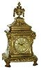 French cast bronze ornate 8 days, time and strike, mantel clock, rams heads top corners, c1890